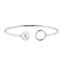 Modern Circle and Ball Open Wrap Sterling Silver Cuff Bangle Bracelet - £18.00 GBP