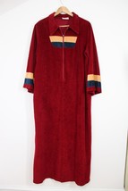 Vtg Margo Fashions L Maroon Red Velour House Dress Robe Lounge Gown Pock... - £35.72 GBP