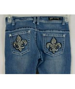 Red Rivet Ripped Distressed Embellished Fleur De Lis Pockets Capri Jeans... - $19.79