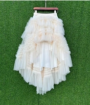 CREAM High Low Tutu Skirt Women Custom Plus Size Hi-lo Ruffle Layered Tutu Skirt image 9