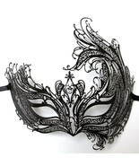 Black Bird of Paradise Crystal Laser Cut Venetian Masquerade Metal Filigree Mask - $16.99