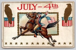 July 4th George Washington On Horseback Golden Eagle Star Border Postcard N27 - £15.14 GBP