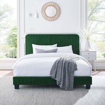 Modway Celine Channel Tufted Performance Velvet Full Platform Bed In Emerald - £197.50 GBP