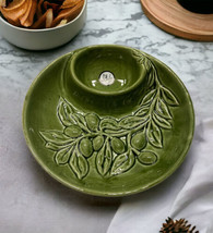 NEW MAIOLICHE JESSICA Made in Italy Green Ceramic divided Olive Chip Dip... - £17.40 GBP