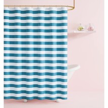 KATE SPADE NEW YORK Cabana Stripe 100% Cotton Shower Curtain 72x72 inch Blue - £12.65 GBP