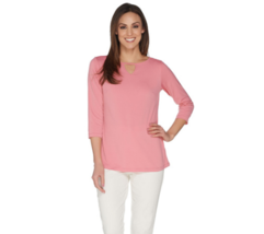 Joan Rivers Jersey Knit Tunic with Keyhole Neckline Rose Size Large A302756 - £12.84 GBP