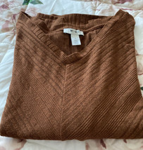 WHBM Outer Women’s V-neck Dolman Sleeve Ribbed Sweater Rust Brown Size M... - $23.36