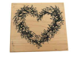 PSX Rubber Stamp Large Floral Wreath Heart Roses Love Wedding Valentines Day - £3.97 GBP