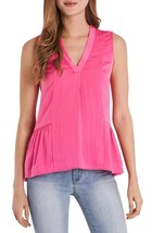 Vince Camuto sleeveless rumple ruffle blouse bright hibiscus Size M - $26.81