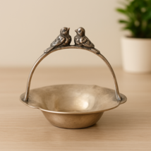 Handcrafted 925 Sterling Silver Dish with Bird Design - Vintage Style De... - $98.89