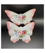 Vintage Set Of 2 Butterfly Trinket Stacking Dishes Great Condition - £12.26 GBP