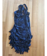 STUNNING BLACK &amp; DEEP BLUE LEE MATHEWS SEMI SHEER SILK DRESS SIZE 1 - £60.84 GBP