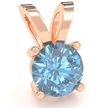 Blue Topaz Solitaire Pendant In 14k Rose Gold - $219.00