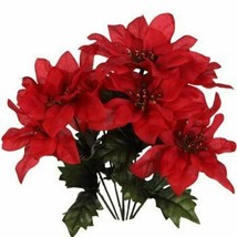 Red Poinsettia - Floral Christmas 7-stem - 17in - set of four of pictured item - £13.29 GBP