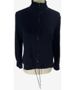 Marie Gray St. John Sports Wool Blend Black Full Zip Sweater Cardigan Bl... - $64.79