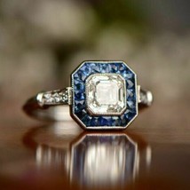 Arte Deco Vintage Asscher Imitación Diamante Antiguo Compromiso Anillo 925 Plata - £94.56 GBP