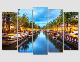 Canals of Amsterdam Canvas Print Amsterdam Wall Art Amsterdam Skyline Holland Wa - £38.55 GBP