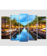 Canals of Amsterdam Canvas Print Amsterdam Wall Art Amsterdam Skyline Ho... - £39.26 GBP