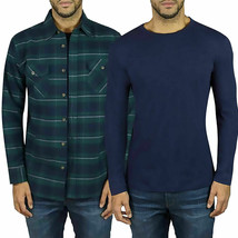 NWT JACHS New York 2 Pack Men&#39;s Waffle Thermal &amp; Flannel Shirt, Green Plaid, XXL - £27.72 GBP