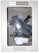 Ganz  Midwest CBK Dragonfly Silhouette Plug in Night Light Silver Tone NIB - £17.36 GBP