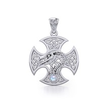 Jewelry Trends Celtic Knot Rainbow Moonstone Sterling Silver Pendant Necklace 30 - £90.07 GBP