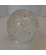 Clear Art Glass Paperweight With Lots of Bubbles Polished Bottom 3&quot;X3&quot; W... - £19.46 GBP