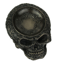 Antiqued Bronze Finish Human Skull Decorative Dish - £35.24 GBP