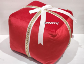 Jingles &amp; Joy Christmas Red Present Rhinestone Pillow Embellished Ribbon NEW - £38.99 GBP