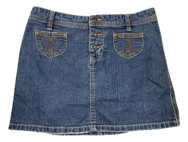 OLD NAVY Skirt Blue Jean Sz 1 Ultra low waist Stretch Mini Pockets Butto... - £11.21 GBP
