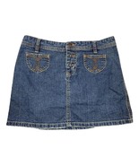 OLD NAVY Skirt Blue Jean Sz 1 Ultra low waist Stretch Mini Pockets Butto... - £8.73 GBP