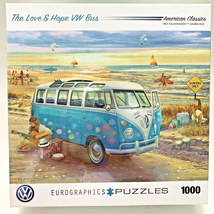 1963 Volkswagen Samba Bus Puzzle 1000 pc Jigsaw Love Hope VW Van Beach Ocean NEW - £13.10 GBP