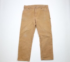 Vintage Dickies Mens 38x32 Distressed Spell Out Wide Leg Canvas Pants Duck Brown - £46.70 GBP