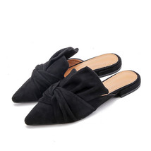 Elegant Ladies Mules Summer Women Slippers Flock Bow-knot Flats Fashion Pointed  - £26.87 GBP