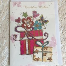 Happy Birthday Card Gifts Flowers Hearts Butterflies - £3.15 GBP