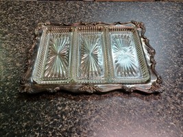 Oneida Serving Platter Tray With 3 Glass Inserts Rectangle 14&quot; x 10&quot; - $29.69