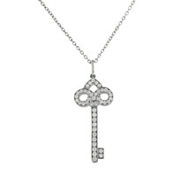  Tiffany Keys Fleur de Lis Key Diamond Pendant 1&quot; - £1,565.39 GBP