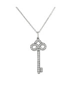  Tiffany Keys Fleur de Lis Key Diamond Pendant 1&quot; - £1,594.57 GBP