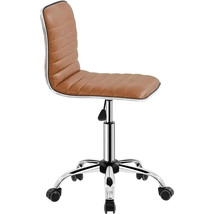 PU Leather Swivel Armless Task Chair with Ribbed Design and Wheels - $1,687.12 MXN+