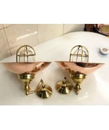 Nautical Style Brass Hanging Pendant Light With Copper Shade 2 pcs - $220.40