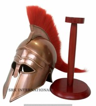Medieval Handcrafted knight crusader armor Corinthian helmet With Red Plume - £74.78 GBP
