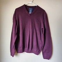 American Eagle Sweater Mens Large Maroon V-neck Long Sleeve Athletic Fit - £7.09 GBP