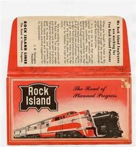 1950s Rock Island Lines Railroad Ticket Jacket The Road of Planned Progress - $17.82
