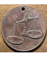 Libra Astrology Scales Sept. 24- Oct. 23 Good Luck Token Brass Key Fob Tag - $9.49