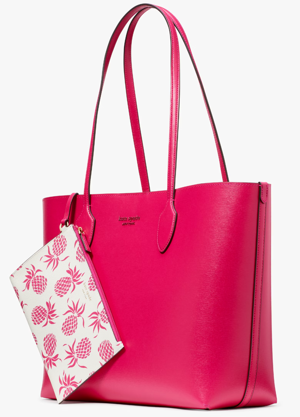 NWB Kate Spade Bleecker Pineapple Large Tote Pink Leather KH042 $248 Gift Bag FS