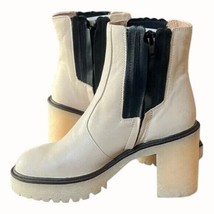 Free People MSRP $188 Womens James Chelsea Chunky Heel Boots White Size 7 / 37 - £81.21 GBP