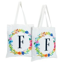 2X Reusable Canvas Grocery Shopping Tote Bags Monogram Letter F For Wome... - £18.17 GBP