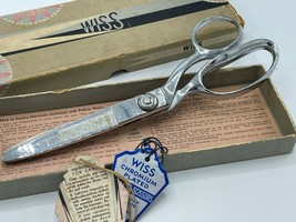 Vintage Wiss Chromium Plated Scissors 9&quot; Pinking Sharp Box Tags - £19.01 GBP