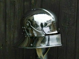 Medieval16GA Steel German Swallet Helmet Schaller with aufschlächtigem Knight... - £127.33 GBP