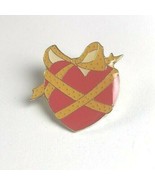 Gold-Tone Red Enamel Heart Pin Brooch with Yellow Ribbon and Bow ME - £5.44 GBP