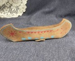 VINTAGE LEATHER SOUVENIR Cheyenne Reservation CANOE PAINTED Decoration 1... - $12.87